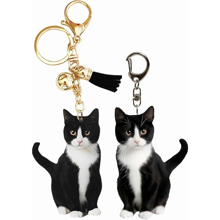 sunaeset cute tuxedo cat keychain, kawaii bag charm car key chain